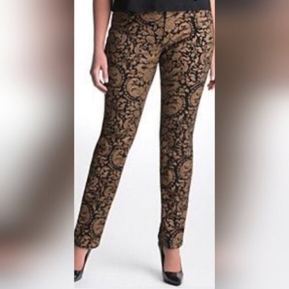 Seven7 Pants - Seven7 Paisley Print Skinny Jeans Womens 6 Black Brown Stretch Mid Rise